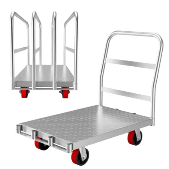 2-in-1 Heavy Duty Panel Truck Cart All Steel Platform Truck with 6'' Swivel Wheels Moving Platform Hand Truck with 2000 LBS Capacity for Garage image {7}