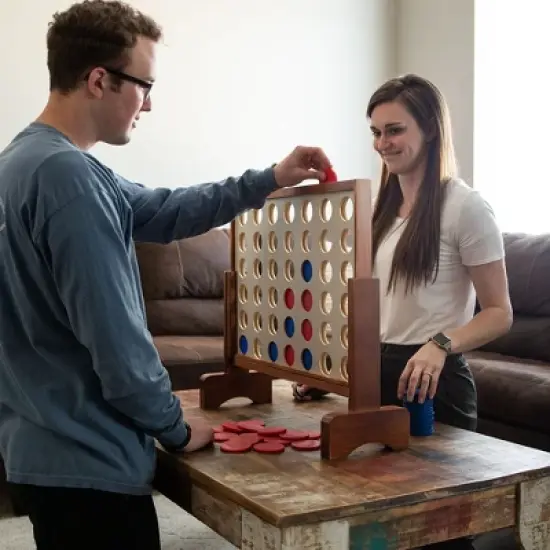 YardGames 1.8 x 2 Feet Large 4 Connect In a Row Indoor Outdoor Backyard Lawn Multi Player Board Game for Kids and Adults, Brown image {4}