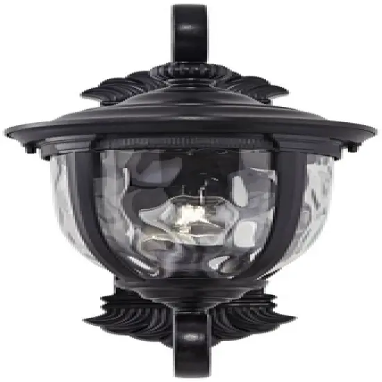 John Timberland Bellagio Vintage Outdoor Wall Light Fixture Texturized Black Dual Scroll Arm 24" Clear Hammered Glass for Post Exterior Barn Deck Home image {3}
