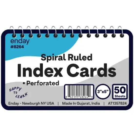 Enday 200 ct. Ruled White Index Card Plain Back  &ndash; For Home, Office & School etc. image {1}