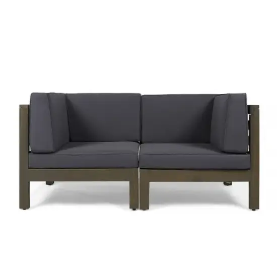 Christopher Knight Home Oana Outdoor Acacia Wood Loveseat with Cushions image {1}