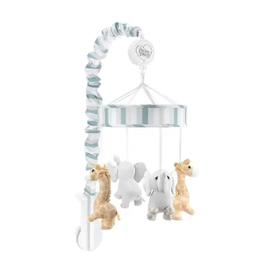 Everyday Kids Precious Moments Noah&rsquo;s Ark Crib Mobile &ndash; Elephant & Giraffe, Teal/Gray, Lullaby Music, Safari Nursery D&eacute;cor for Boys image {6}