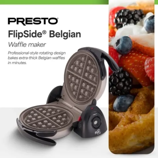 Presto FlipSide Belgian Waffle Maker, Nonstick Kitchen Appliance, 7 Inch, Black image {1}
