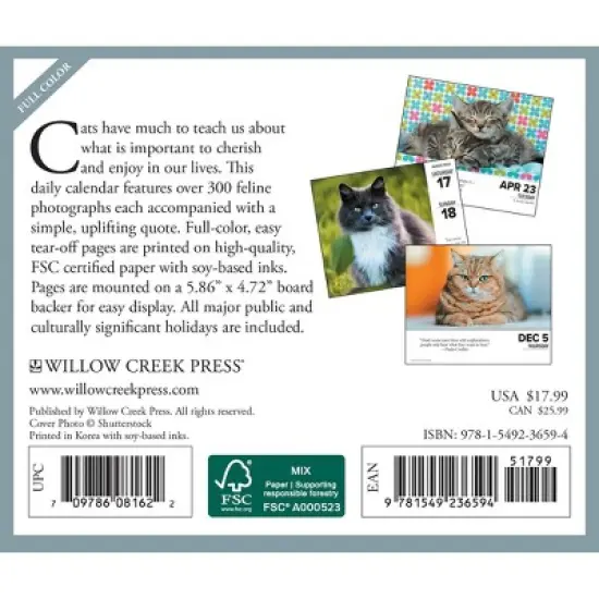 Willow Creek Press 2024 Daily Desk Calendar 5.2"x6.2" What Cats Teach Us image {1}