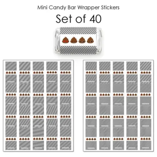 Big Dot of Happiness Party 'Til You're Pooped - Mini Candy Bar Wrapper Stickers - Poop Emoji Party Small Favors - 40 Count image {2}