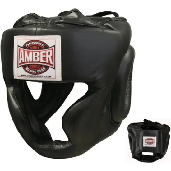 Amber Fight Gear Extreme Full-Face Leather Headgear Ultimate Protection image {1}