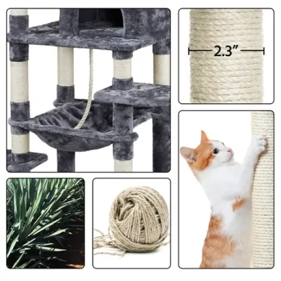 Yaheetech 59" Large Cat Tower with Plush Perch image {5}