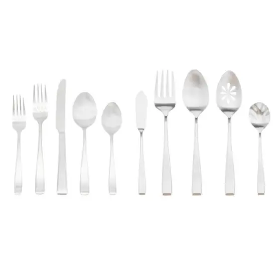 Godinger Silver 45pc Wayland Matte Stainless Steel Flatware Set: Service for 8, Dishwasher-Safe, Includes Serving Fork & Spoons image {1}