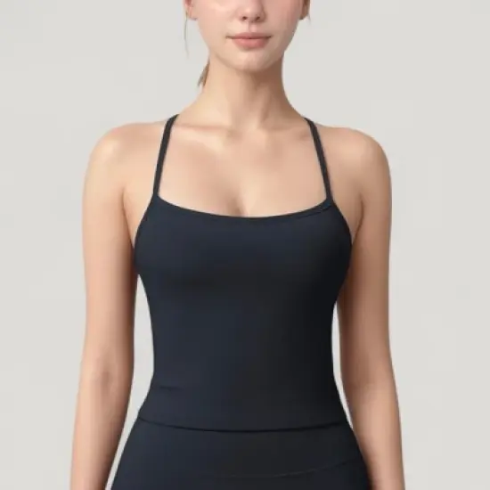 Anna-Kaci Active Women's Strappy Back Slim Fit Athletic Tank Top with Built-In Shelf Bra image {7}