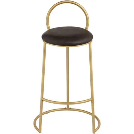 55 Downing Street Gold Swivel Bar Stool 30 1/2" High Industrial Brown Faux Leather Cushion for Kitchen Counter Height Island Home image {6}