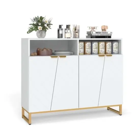 Costway 40" Buffet Storage Cabinet with 4 Doors & Adjustable Shelves Anti-Tipping Kits image {9}