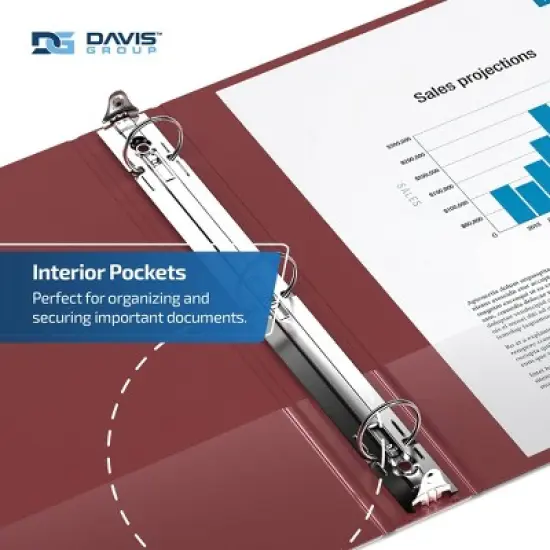 Davis Group 6pk 2" Premium Economy Round Ring Binders Burgundy: Hard Cover, 400 Sheet Capacity, 2 Pockets, Polypropylene image {5}