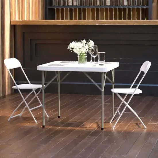 Flash Furniture 2.85-Foot Square Granite White Plastic Folding Table image {1}