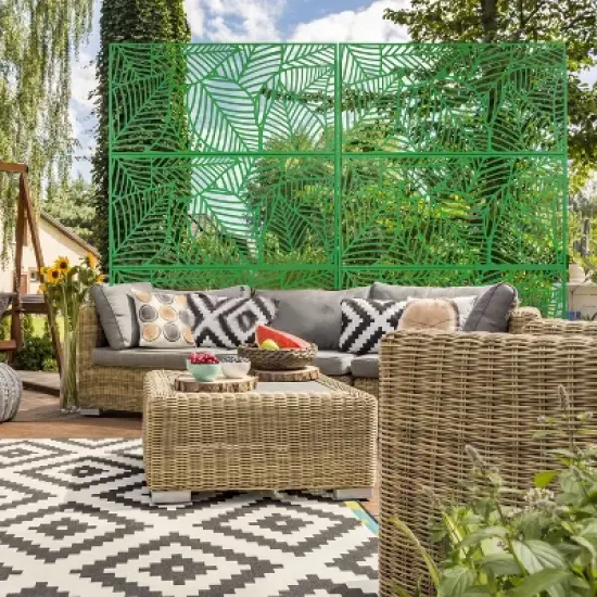 CAVINAS Patio Decorative Screen Metal Fence Privacy Screen with Leaf Pattern for Outside and Garden, 76" H&times;48" W image {7}