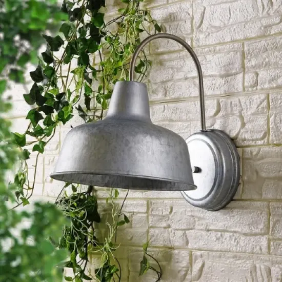 Jennine 13.75" Outdoor Sconce (Set of 2) - PLT4020 - Antique Silver - Safavieh image {2}