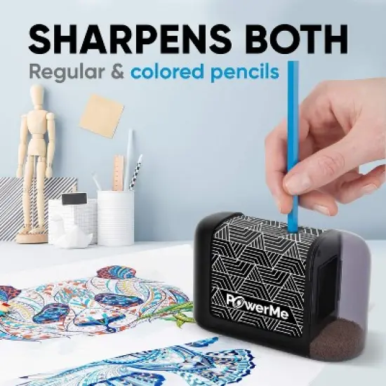 PowerMe Electric Pencil Sharpener - Battery Powered For Colored Pencils, Ideal For No. 2 image {3}