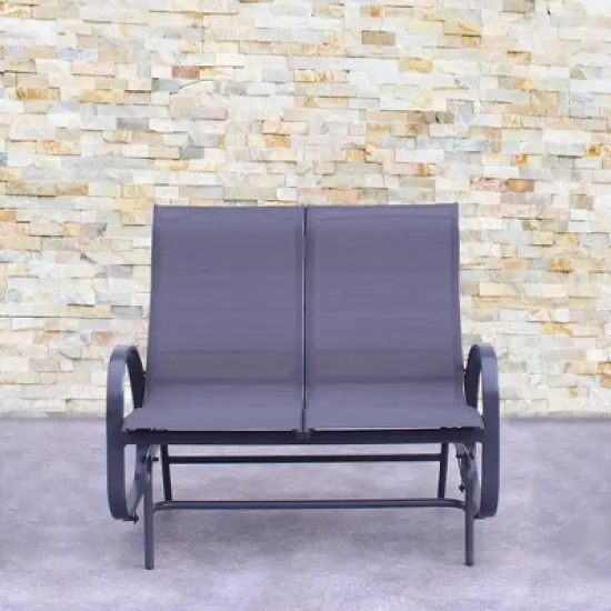 Courtyard Casual Santa Fe Alum Sling Loveseat Glider image {1}