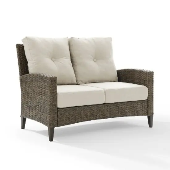 Rockport Outdoor Wicker High Back Loveseat - Crosley image {1}