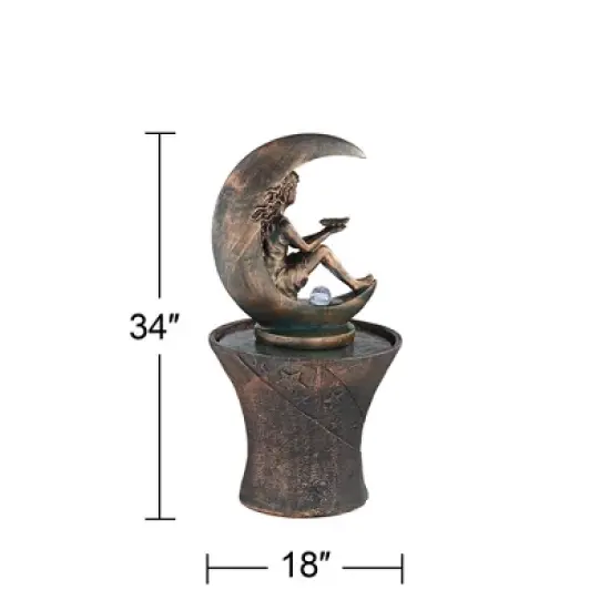 John Timberland Crescent Moon Modern Bubbler Outdoor Floor Water Fountain with LED Light 34" for Yard Garden Patio Home Deck Porch Exterior Balcony image {8}
