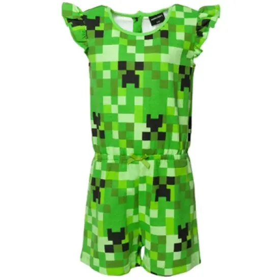 Minecraft Creeper Girls French Terry Sleeveless Romper Little Kid to Big Kid  image {6}