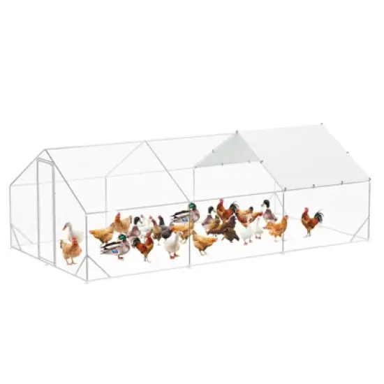 GustoWave Large Metal Chicken Coop, 9.8 x 6.5 x 6.5 ft Walk in Poultry Cage Chicken Run Pen with Waterproof & Anti-Ultraviolet Cover for Farm image {9}