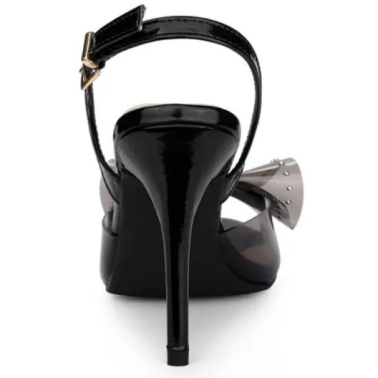 Allegra K Women's Slingback Rhinestone Open Toe Stiletto Heels Sandals image {2}