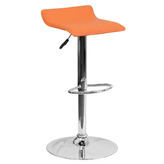 Flash Furniture Contemporary Vinyl Adjustable Height Barstool with Solid Wave Seat and Chrome Base image {11}