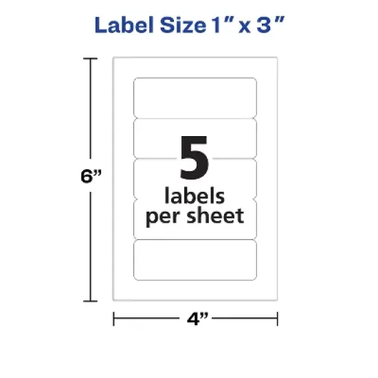 Avery Multi-Use Removable Labels, 1" x 3", Print or Write ID Labels, White, 3-Pack, 750 Labels Total (35436) image {5}
