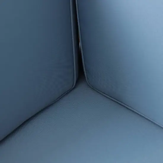 2pc Brava Outdoor Acacia Wood Right Arm Loveseat & Coffee Table with Cushion Teak/Blue - Christopher Knight Home image {3}