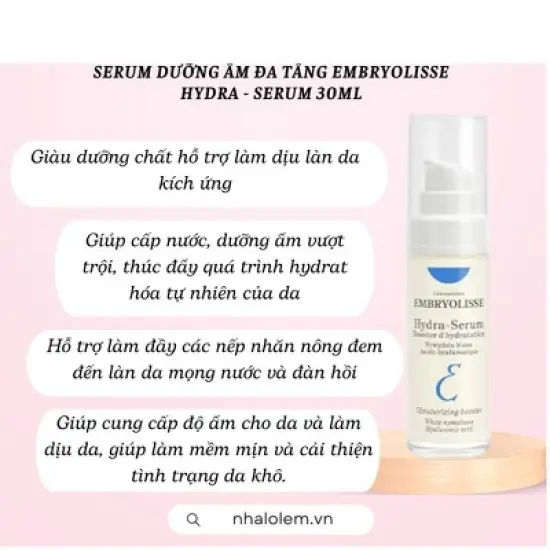 Embryolisse Laboratories Hydra Serum Moisturizing Booster  | Long-Lasting Hydration | Softer, Smoother Skin | Refreshed and Radiant - (1.01oz) image {1}