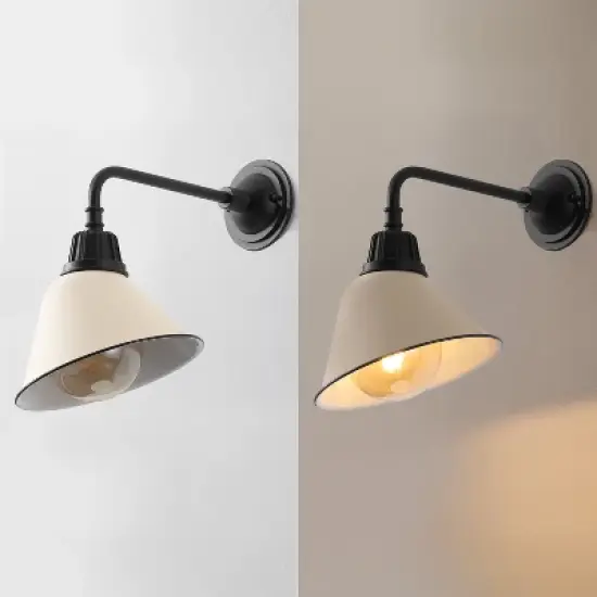 JONATHAN Y Croydon Farmhouse Industrial Indoor/Outdoor Iron LED Gooseneck Arm Outdoor Sconce image {4}