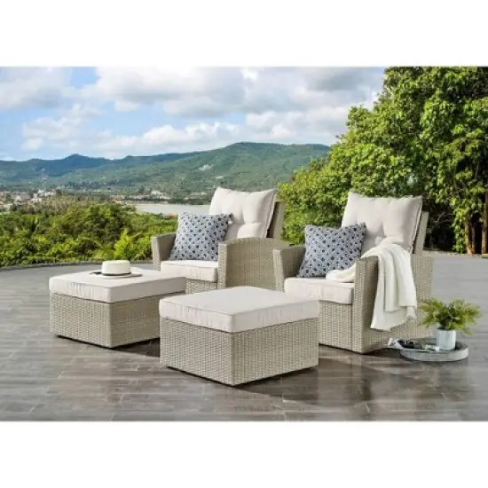 All-Weather Wicker Canaan Outdoor Ottoman Brown - Alaterre Furniture image {6}