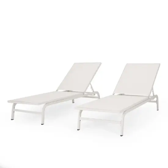 GDFStudio Stekar Outdoor Mesh and Aluminum Armless Adjustable Chaise Lounges (Set of 2) image {9}