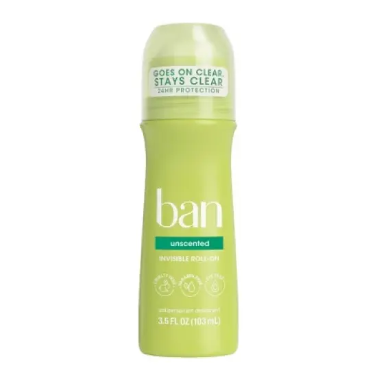 Ban Invisible Roll-On Antiperspirant & Deodorant - Unscented with Odor-Fighting Ingredients - 3.5oz image {10}