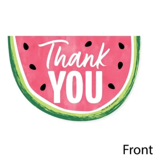Big Dot of Happiness Sweet Watermelon - Shaped Thank You Cards - Fruit Party Thank You Note Cards with Envelopes - Set of 12 image {2}