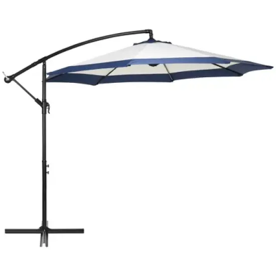 Outsunny 10' Patio Umbrella, Hanging Offset Outdoor Umbrella Cantilever Includes Crank and Cross Base, Fade Resistant for Yard, Garden, Pool image {3}