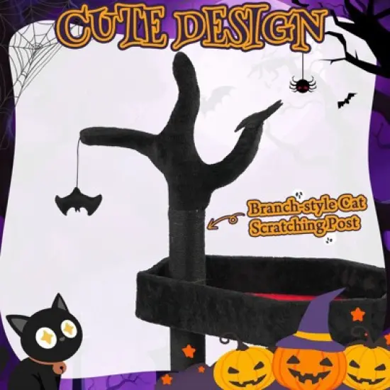 Karl Home 44.5 inch Black Red Gothic  Halloween Cat Tree image {3}
