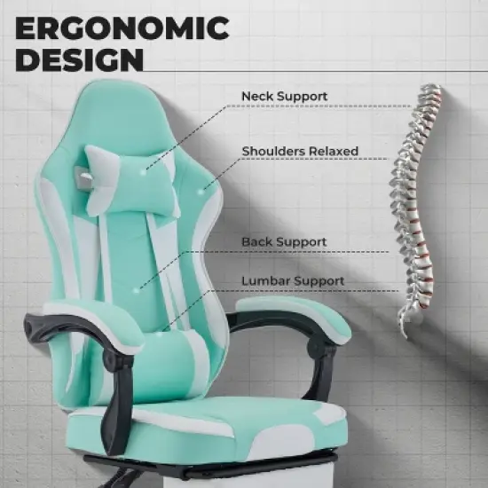 Ergonomic Computer Chair with Footrest and Massage Lumbar Support, Height Adjustable Swivel Game Chair for Adults-Tanpinhause image {4}