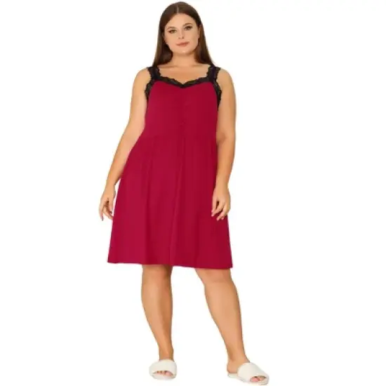 Agnes Orinda Women's Plus Size Lace Sleep Above Knee Lounge Nightgowns image {2}