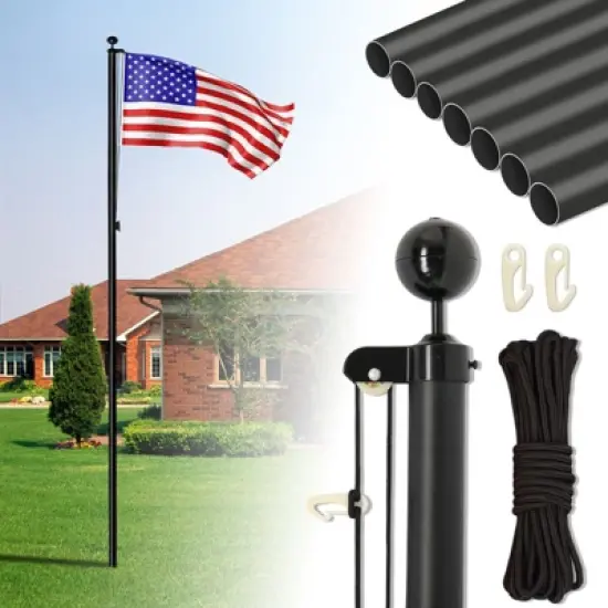 Karl Home Black Sectional Aluminum Alloy Flag Pole Kit image {3}