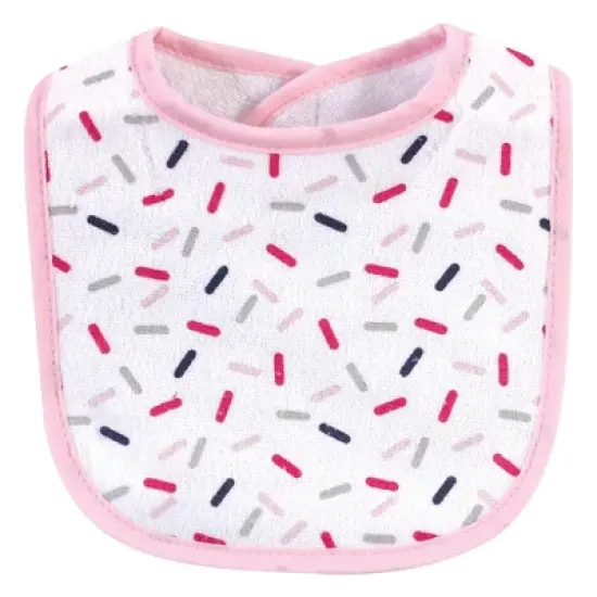 Hudson Baby Infant Girl Cotton Terry Bib and Burp Cloth Set 5pk, Cupcake, One Size image {2}