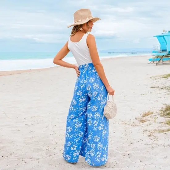 Women's Breezy Blue Floral Wide-Leg Jumpsuit - Cupshe image {3}