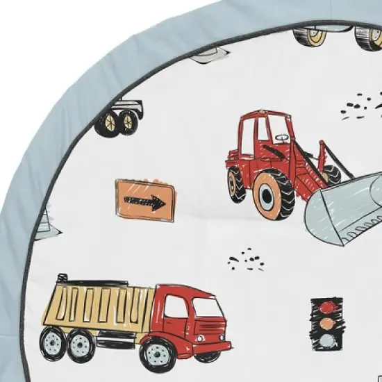Sweet Jojo Designs Boy Baby Tummy Time Playmat Construction Truck Red Blue and Grey image {2}