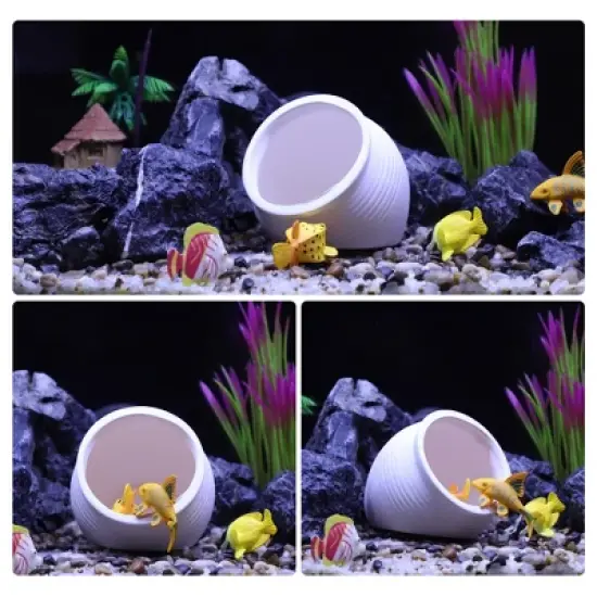 Unique Bargains Ceramic Aquarium Hideaway Rock Cave Fish Tank Decoration White 4"x3.7" image {3}
