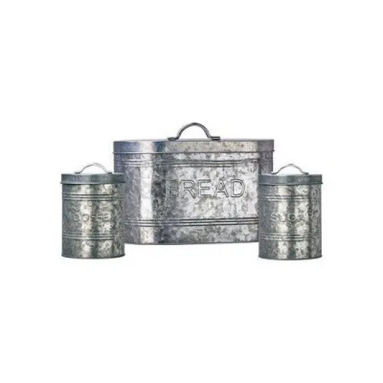 Amici Home Rustic Kitchen Collection Galvanized Metal Storage Canister, Food Safe, 76-ounces image {2}