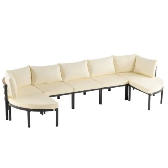 Outdoor Modular Sectional Sofa Set with Coffee Table, Ottoman, Cushions image {7}