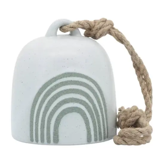 4" Ceramic Hanging Bell Rainbow White/Green - Sagebrook Home image {1}
