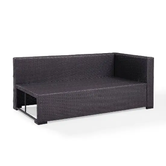 Biscayne Loveseat with White Cushions Brown - Crosley image {1}