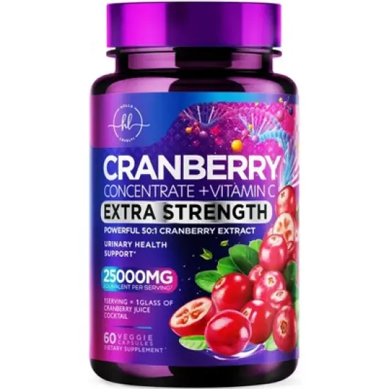 Cranberry Extract Pills 25000mg + Vitamin C Extra Strength Urinary Tract Support - 60 Capsules;120 Capsules image {8}