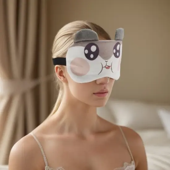 Unique Bargains Soft Cartoon Sleep Mask Khaki White 1 Pc image {1}